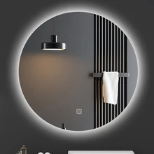 50x50cm LED Lights Frameless Round Bathroom Smart Mirror Wall-mounted  Bathroom Make Up Smart Big Mirror Illuminated Anti-fog