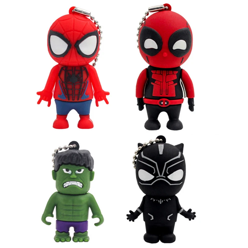 Флеш-накопитель usb Spiderman, 128 ГБ, usb флешка, Халк, флешка, 64 ГБ, 32 ГБ, 16 ГБ, флеш-накопитель, 8 ГБ, 4 Гб, usb флеш-накопитель 2,0 Comic hero, флеш-диск
