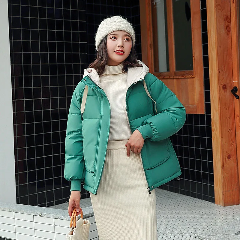 Зеленый Winter women jackets Casual Thicken warm hooded female outwear loose parkas jacket female winter parkas coat - Цвет: Зеленый