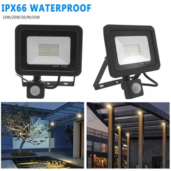 

10/20/30/50W Flood Light Linear Patch Bright Outdoor Flood Light 3 Modes Adjustable Angle Motion Sensor Garden Security Lights