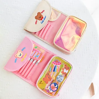 

Phander Folding Cosmetic Bag Women Portable Makeup Bags Transparent Multi-function Pouch Makeup Brush Stationery Storage Bag