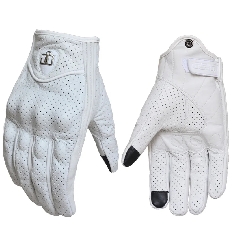 Натуральная кожа перчатки для мотокросса с сенсорным экраном перчатки для гоночной команды мотоциклетные короткие перчатки размер S-XXXL