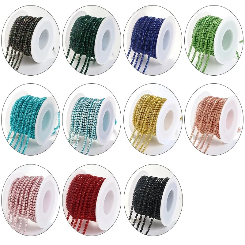 XiChuan 1 Yard 10 Colors Claw Rhinestone SS6 SS8 Crystal Tassel Diy Clothes Earring Accessories Beads Diamond Rhinestone Chain