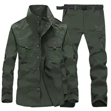 Летняя уличная походная рубашка с длинными рукавами быстросохнущие брюки наборы мужские плюс размер водонепроницаемые дышащие рыболовные охотничьи спортивные наборы
