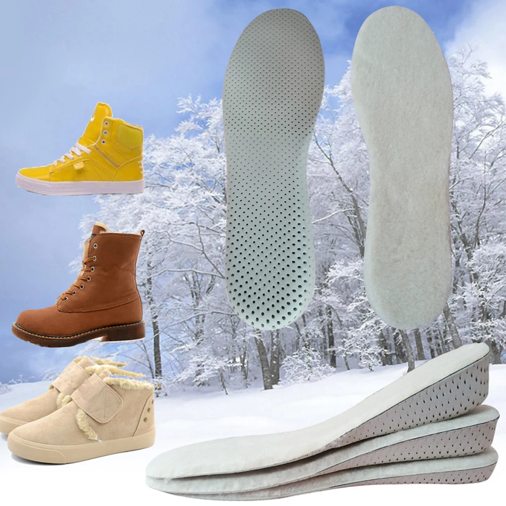 

1 Pair Foot Care Absorb Sweat Insole Artificial Wool Winter Inserts Pads Height Increase Keep Warm Adults Cushion Invisible