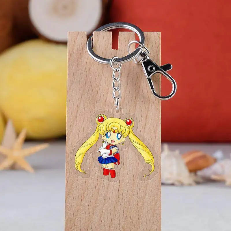 

Anime Sailor Moon Tsukino Usagi Chiba Mercury Cute Acrylic Figure pendant keychain Keyring Collection Model Toy Cosplay
