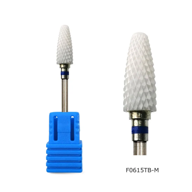 F0615TB-M HYTOOS пламенно-белые керамические сверла для ногтей 3/3" роторные керамические заусенцы маникюрные наконечники для сверлильного станка электрическая пилка инструменты - Цвет: F0615TB-M