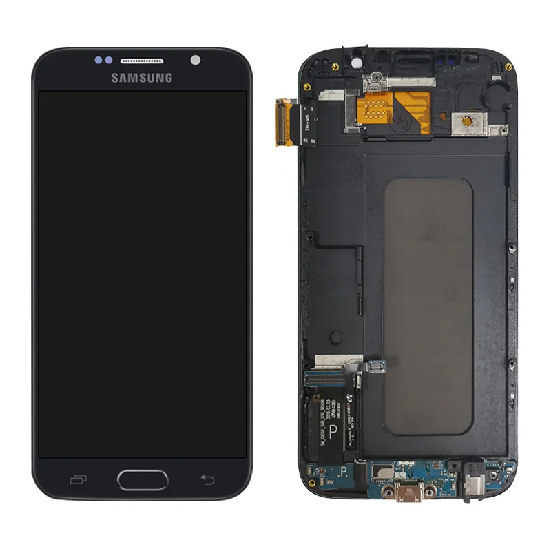 G920F ЖК-дисплей для samsung Galaxy S6 G920 G920F ЖК-дисплей дигитайзер сенсорный экран с рамкой для samsung G920f дисплей в сборе - Цвет: Black With Frame
