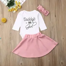 Осенняя одежда из 3 предметов США спортивный комбинезон для новорожденных девочек, боди+ юбка, комплект для малышей из 2 предметов, для детей от 0 до 18 месяцев