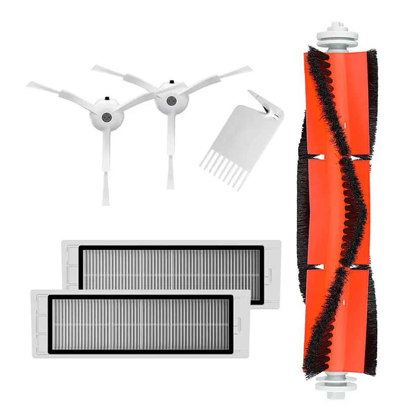 6pc-set 4* HEPA фильтр+ 8* боковая щетка+ 4* основная щетка для Xiaomi Mi робот 1/2 поколения Roborock S50 S51 Запчасти для пылесоса Замена - Цвет: 6pc-set