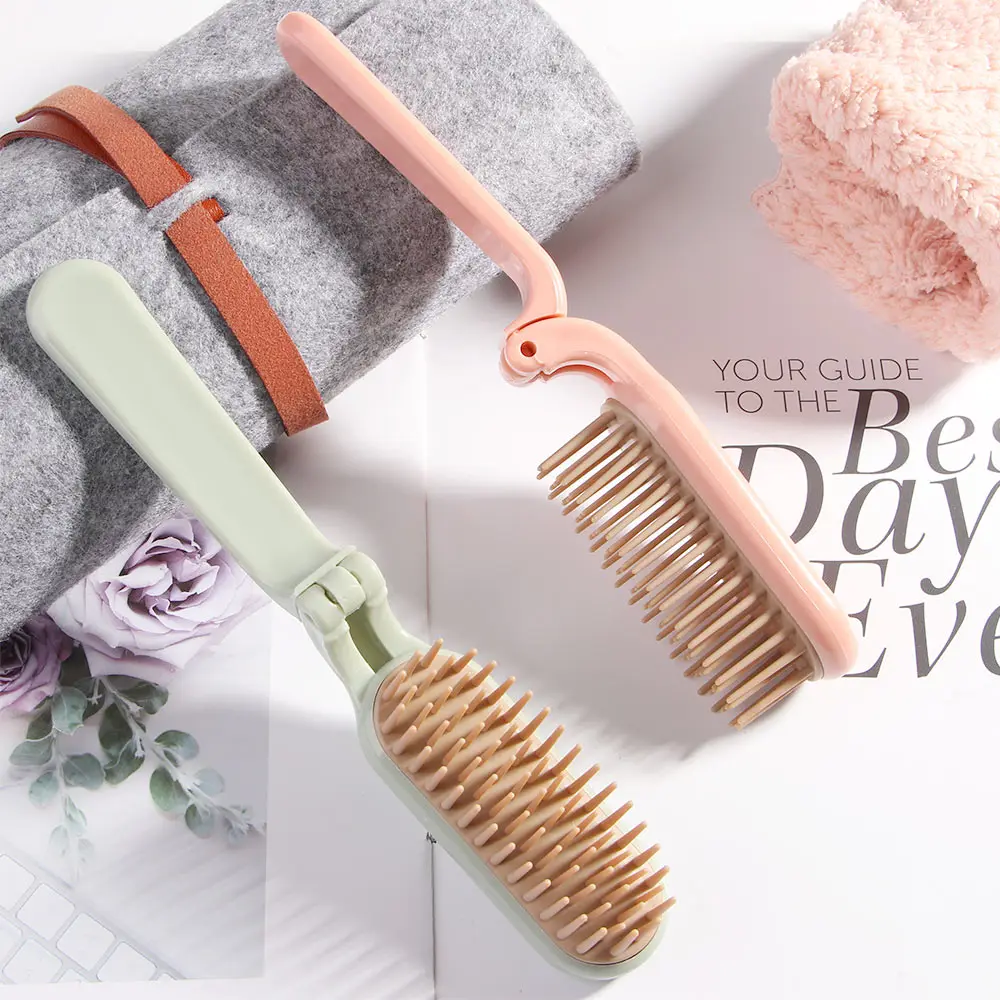 

1 PCS Hot Sale Folding Portable Travel Portable Plastic Soft Tooth Combs Hairdressing Comb Long Tool Hair Anti-static Massage