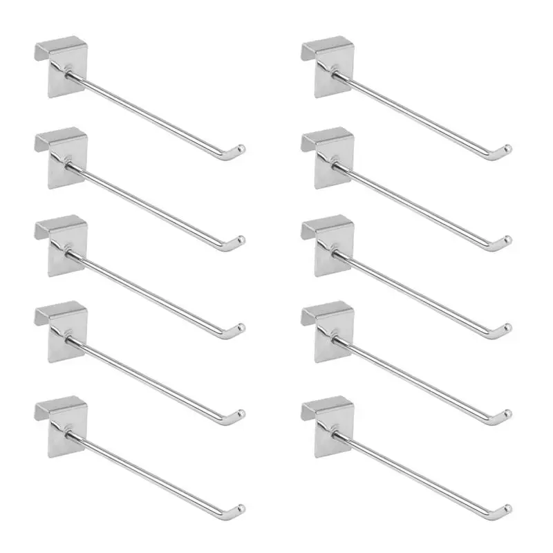 

10PCS Metal Display Rack Square Tube Hooks Sturdy Goods Shelf Hooks for Supermarket Use