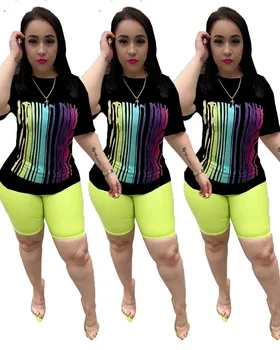 

Fashion Women Set 2 Piece Outfits Set Casual Short Sleeve T Shirts Skinny Pants Plus Size Suit Xxxl