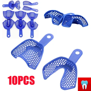 

10pcs Dental Impressions Tray Plastic-Steel Teeth Holders Dentistry Instrument Oral Hygiene Dentist Materials Dental Trays Tools
