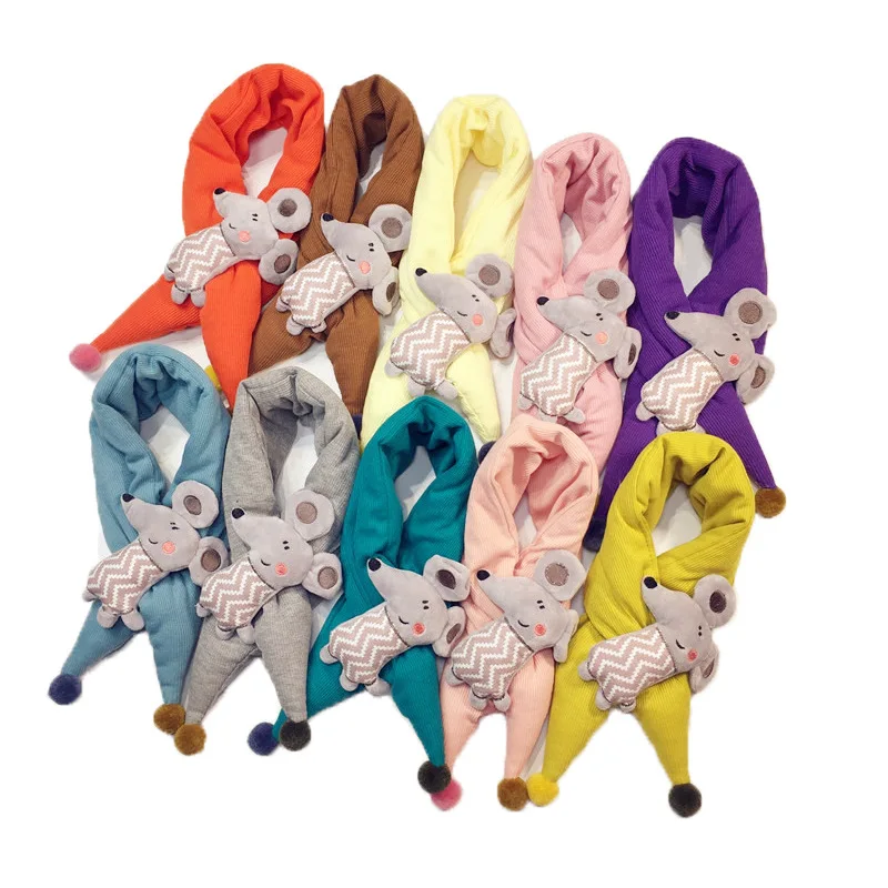 Korean version of the new winter quilted cross children's scarf men and women baby warm three-dimensional cartoon mouse collar