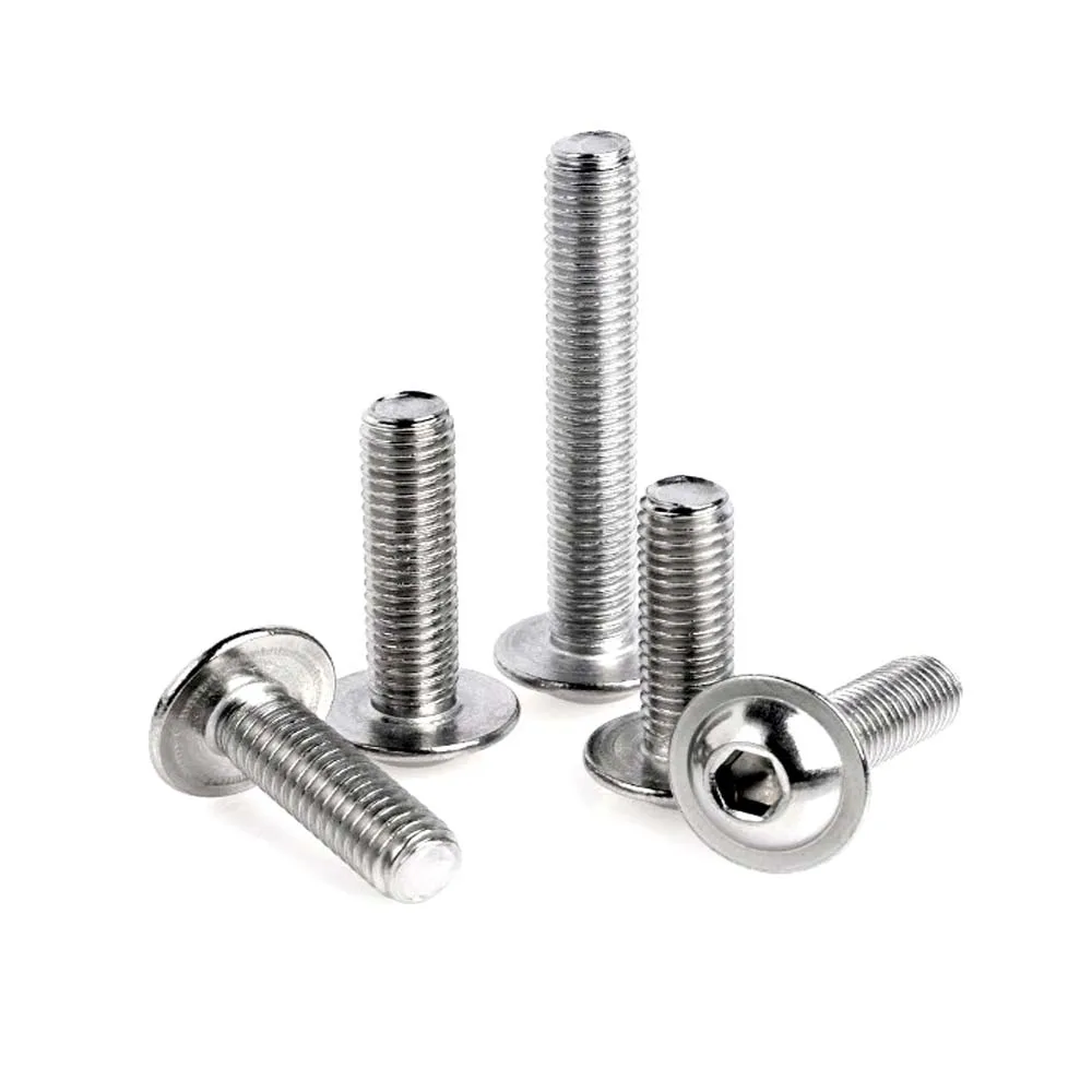 FLANGE BUTTON Screw Set with Nut & Washers Size M3 to M8 A2 Stainless Steel 