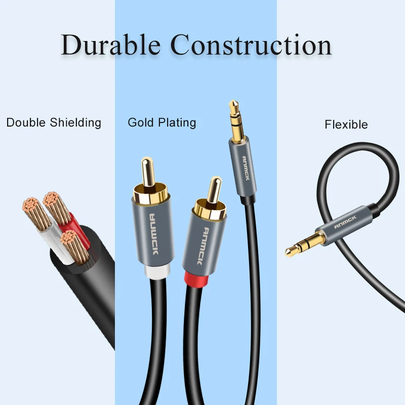 Anmck RCA кабель HiFi стерео 2RCA до 3 5 мм аудио AUX Jack Y сплиттер для усилителей домашний
