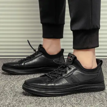 

Fashion Men Casual Lace Up Shoes Hot Sale Men Genuine Leather Walking Moccasins Flats Shoes Men sneaker shoes A52-64