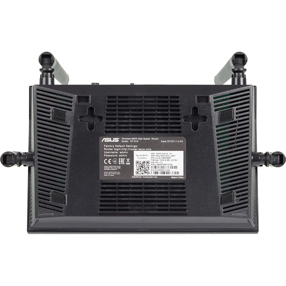 Роутер беспроводной Asus RT-N19 N600 10/100BASE-TX черный