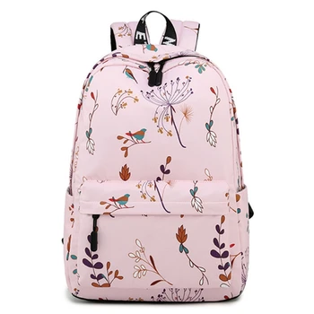 

LJL-Casual Waterproof Women Backpack Flower Print Girls College Laptop Backpacks Lady Travel Backpack