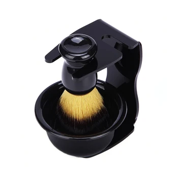 

Set of 3 Shaving Kit for Male's Wet Shaving Brush Holder Stand Soap Bowl Mug Hair Beard Brush