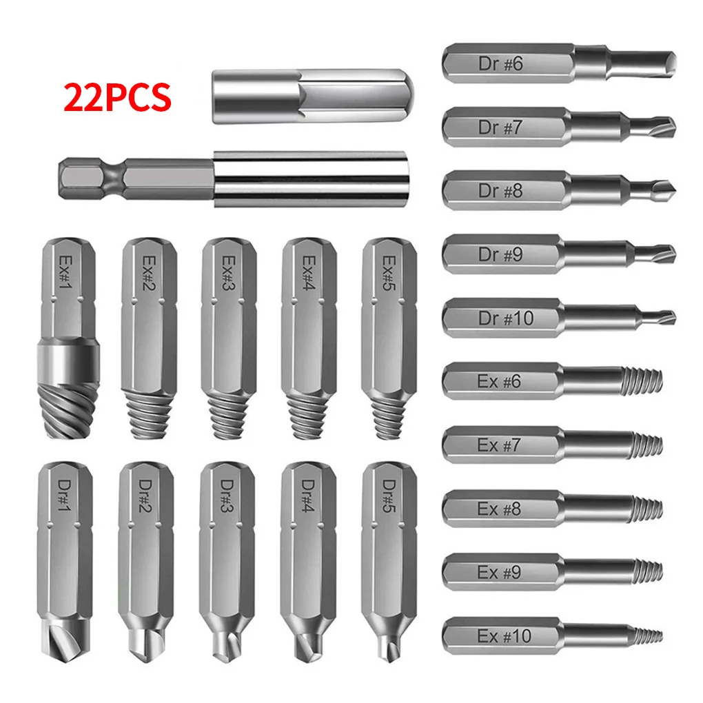 

22Pcs Set Extractor Screwdriver Remover Purpose Tools Disassemble Screws Bolt Stud Slip Teeth Damaged Demolish Stripped Broken