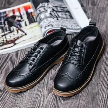 

2021 Men's Casual Leather Shoes Autumn New Wear-Resistant Waterproof Low-Cut Shoes British Fashion Platform Shoes
