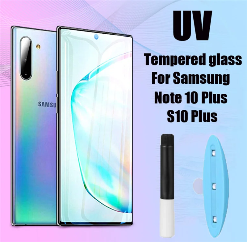 10 компл./лот UV защитная пленка из закаленного стекла для Samsung Galaxy S8 S9 S10 S20 S21 Plus Note 20