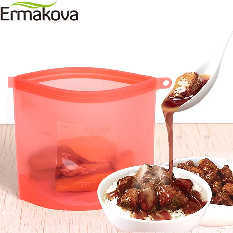 ERMAKOVA силиконовая сумка для хранения пищевых продуктов 1000 мл герметичное