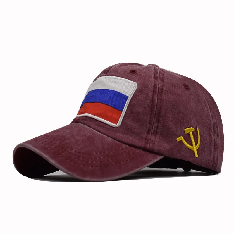 Флаг России стандартная вымытая винтажная Кепка Дамская Повседневная вышитая бейсболка для папы, Мужская кепка Skully