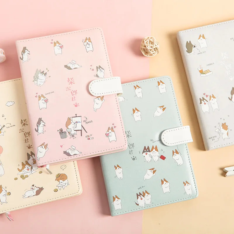

Creative Cute Dog Paper Notebook Pu Leather Bullet Journal Notepad School Diary Travel Journal Planner Cute Page Notebook