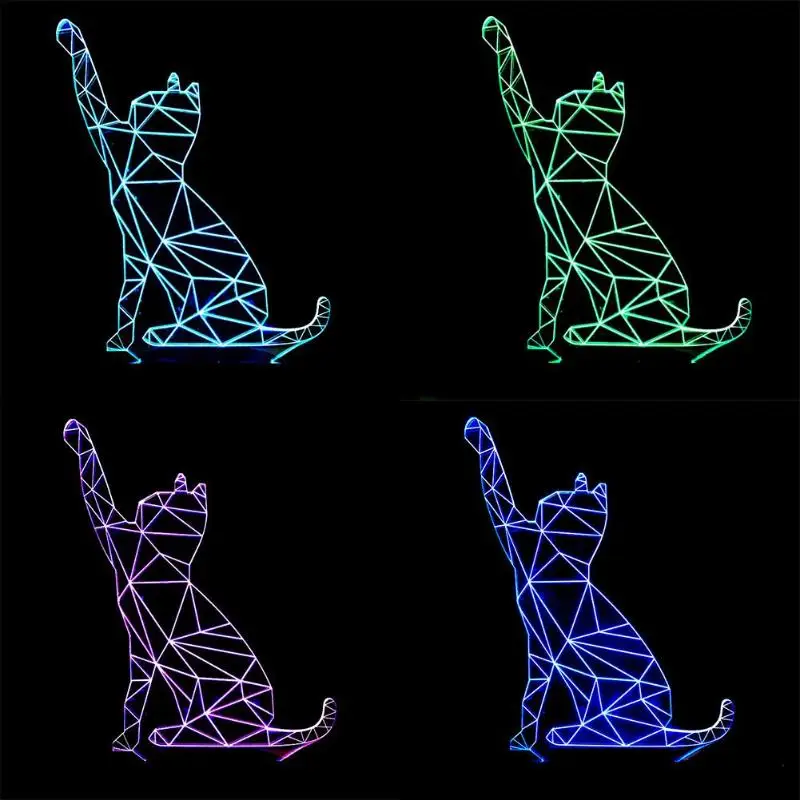 3D светодиодный ночник в форме кошки, домашний декор для спальни, ночник для нового года, для детей, для гостиной, спальни, освещение