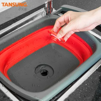 

Creative Foldable Basin Portable Outdoor Folding Basin Drain Basket Picnic Basin with Water Leakage Function Basin