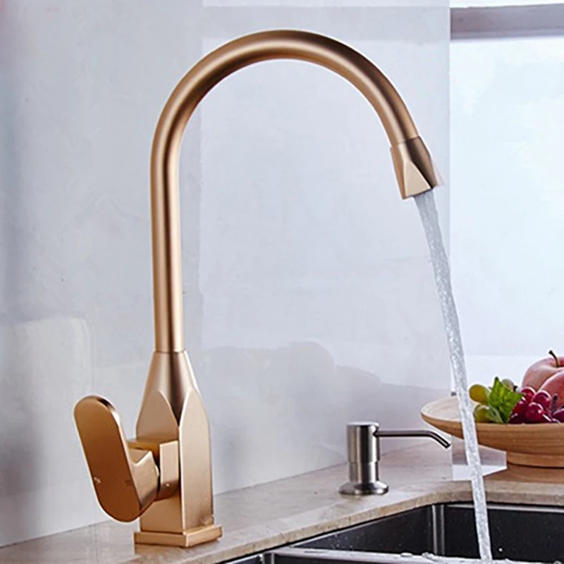 

Kitchen Bar Sink Faucet Mixer tap single hole deck mounted Rose Gold color
