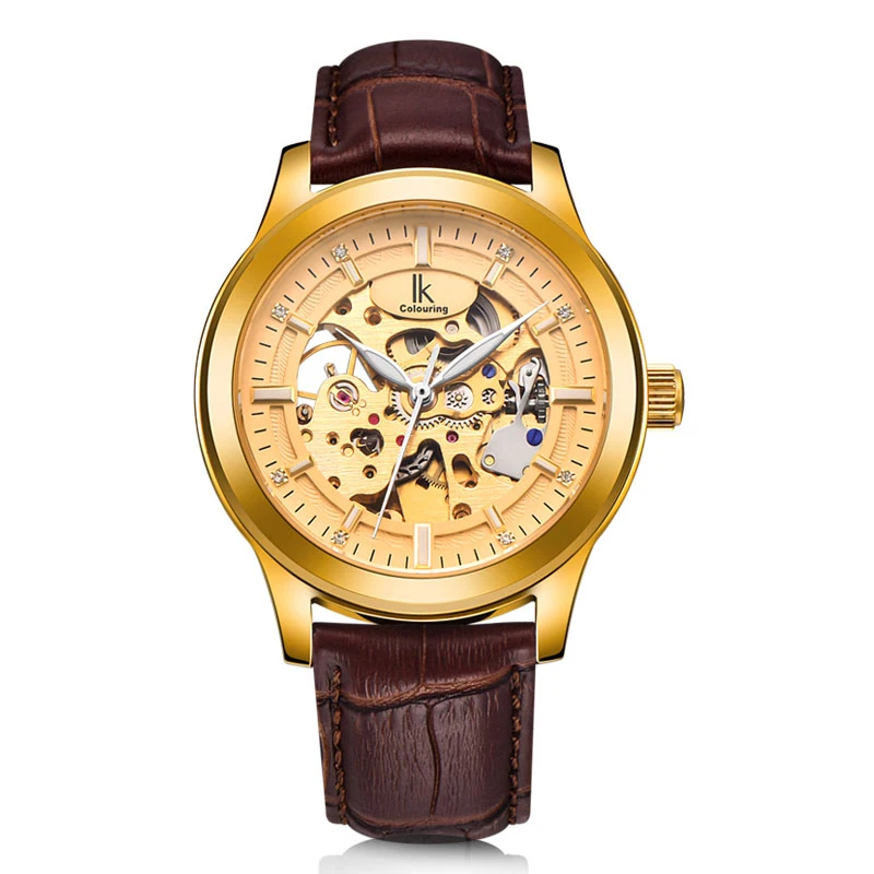 

Nieuwe Automatische Machines Mannen Self-winding Horloge Mode Vrije Tijd Roestvrij Stalen Band Hollow Waterdicht Mannen Horloge