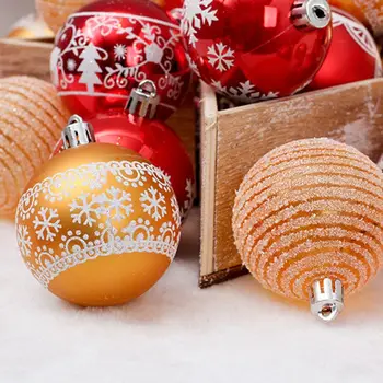 

24Pcs 6cm Christmas Ball Shape Tree shape Pendant Baubles Plush Foam Ornament Q6PE