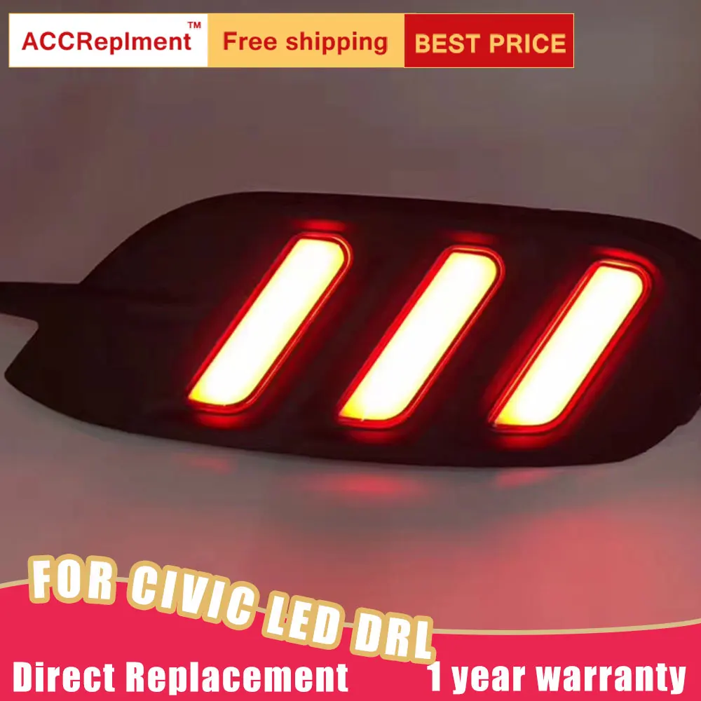 Светодиодный задний бампер светильник для Honda Civic- высокая яркость светодиодный руководство DRL светодиодный туман светильник с сигнальные лампы светильник, 1 пара