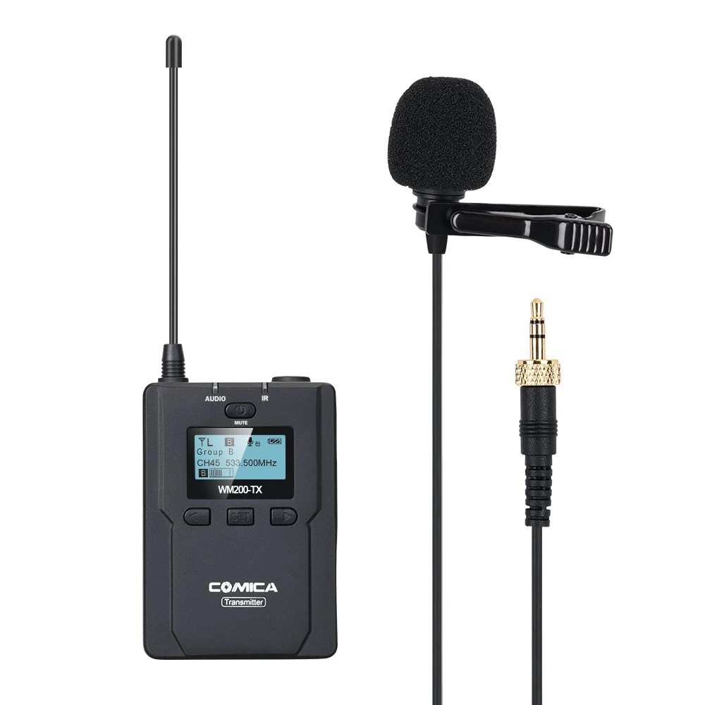 CoMica CVM-WM200TX UHF 96 каналов 120 м рабочее расстояние петличный металлический беспроводной микрофон передатчик для SLR камер