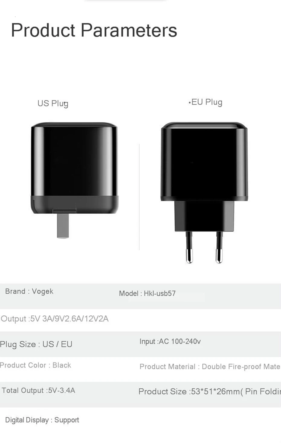 Vogek Quick Charge 3,0 QC PD зарядное устройство 18 Вт QC3.0 usb type C быстрое зарядное устройство для iPhone 11 X Xs 8 Xiaomi Phone PD зарядное устройство светодиодный дисплей