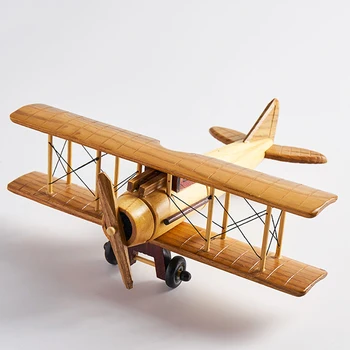 

Retro wooden airplane model decorations Living room home decoration crafts Vintage toys children's room desktop decorations