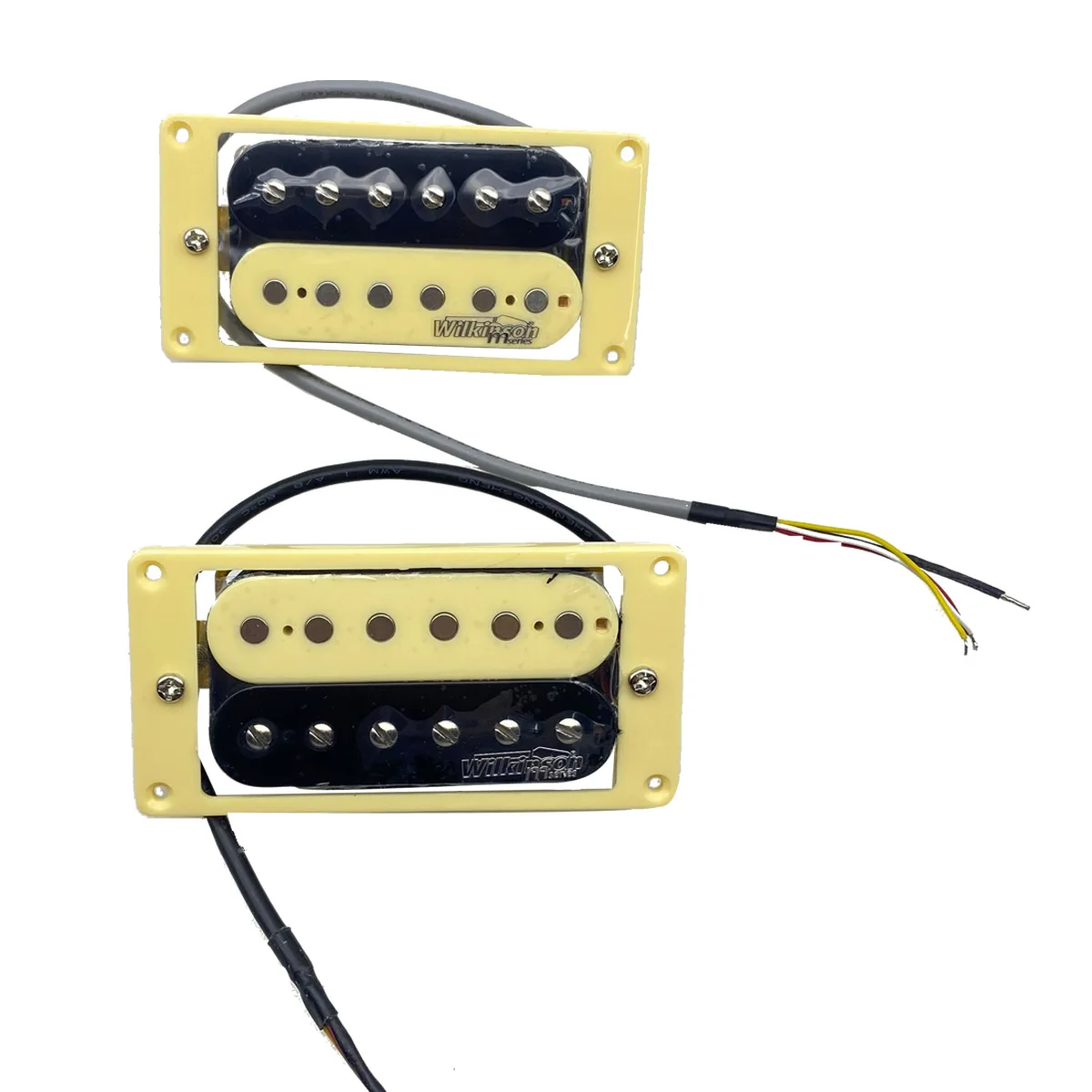 

Dopro Quality Set of 2 Wilkinson Lic Zebra Humbucker Pickups with Cream Pickup Ring