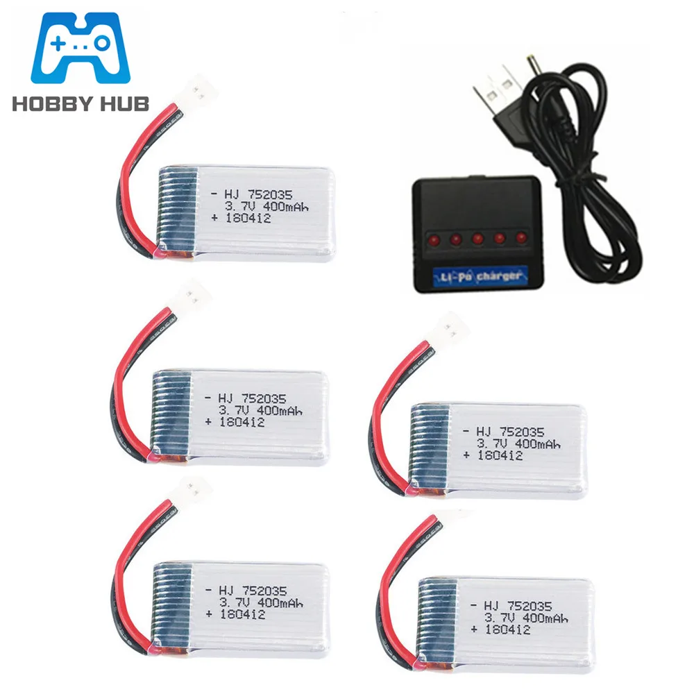 3 7 В 400 мАч 752035 lipo аккумулятор + зарядное устройство для H31 X4 H107 H6C KY101 E33C E33 U816A V252 RC
