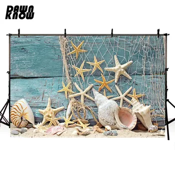 

DAWNKNOW Starfish Sand Vinyl Photography Background For Newborn Fishing Net Photo Shoot Backdrop For Wedding Photo Studio lv417