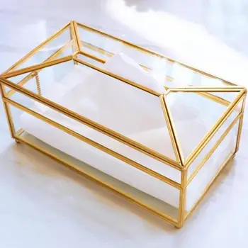 

European Style Glass Tissue Box Holder Nordic Luxury Handkerchief Toilet Paper Holder Tissue Case Storage Box Living Room Decor