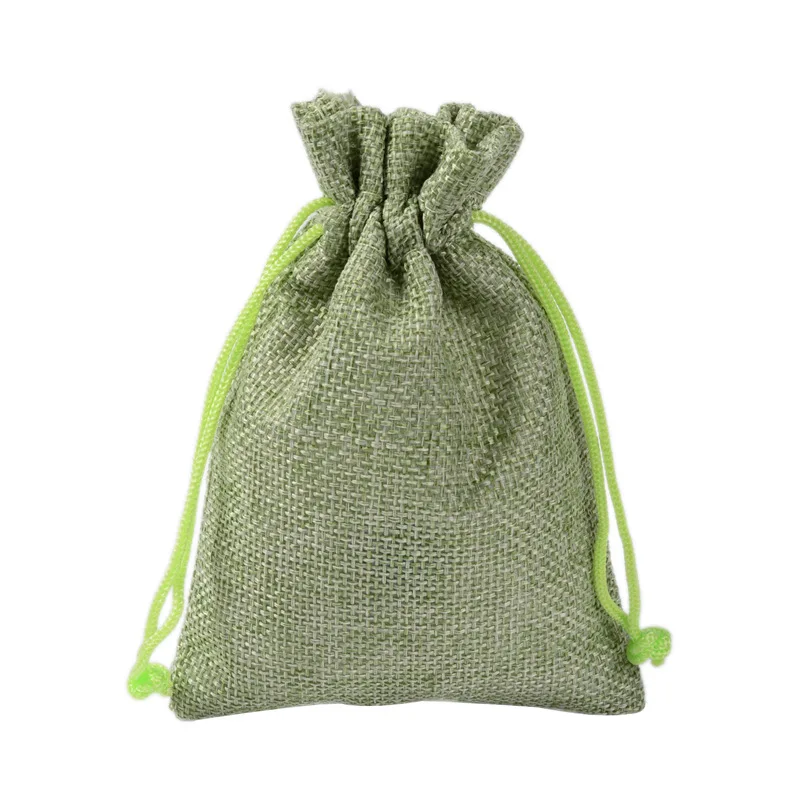 Light green 50 шт. 10*14 см льняные сумки на шнурке для подарков, конфет, ювелирных изделий, еды, орехов, печенья, мешок для рождественской вечеринки, свадебных сувениров и подарочной упаковки - Цвет: Light green