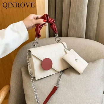 

Alligator Pattern Shoulder Bags Pu-leather Women's Handbag Ladies Fashion Flap High Quality Designer Chains Hand Bag White Khaki