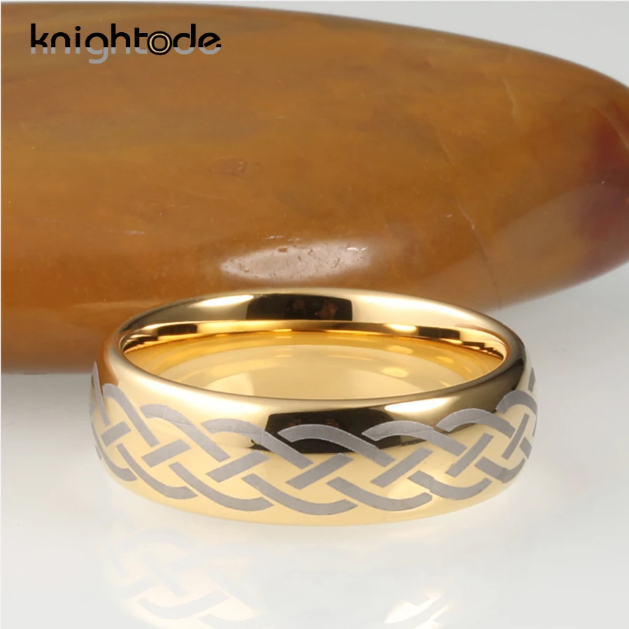 Обручальное кольцо из карбида вольфрама 8 мм с гравировкой для мужчин и женщин