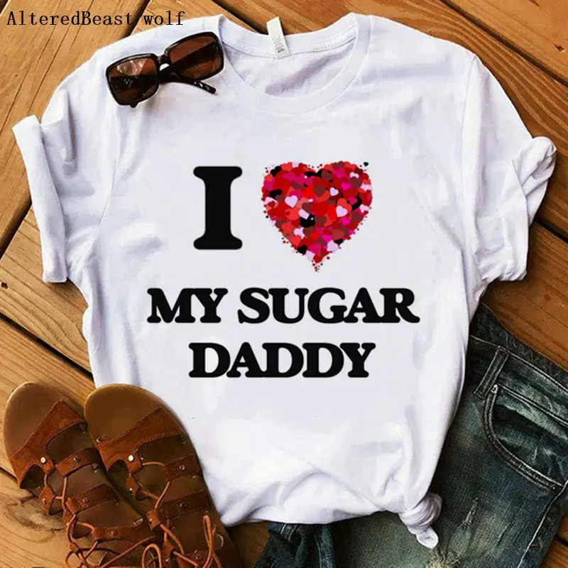Женская футболка с надписью I Love My Sugar Daddy модная принтом Yes Hoosier 2020 Harajuku женская