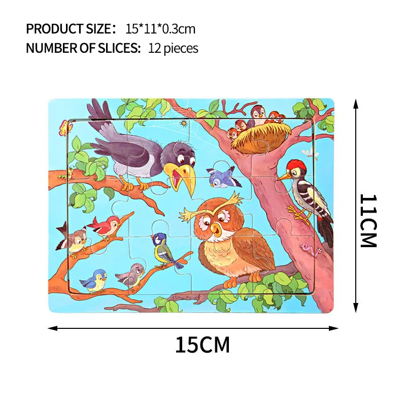 11x15 см деревянные Мультяшные Пазлы животные динозавры транспортные средства Пазлы игрушки для детей раннего образования игрушки для детей Рождественский подарок - Цвет: 2D-12P-NEKH-20