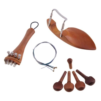 

4/4 Violin Parts Accessories Chin Rest Tailpiece Fine Tuner Tuning Peg Tailgut Endpin Strings Kit